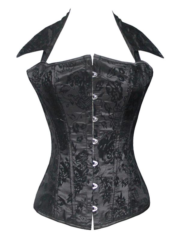 #1544Good Quality Black Vampire Collar Women Outwear Corset|Lingeriedada
